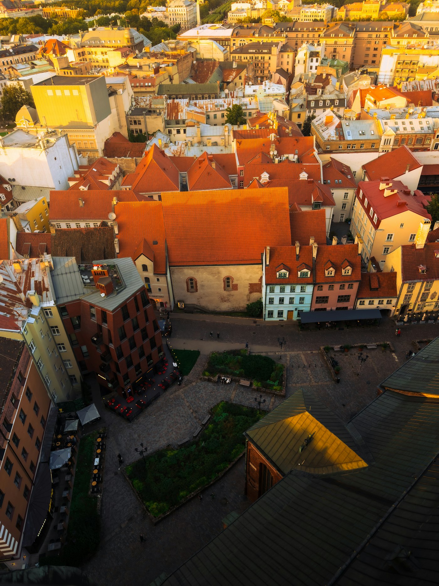 Aerial view of Riga rooftops